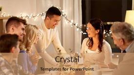  Presentation with happy birthday cake - Slide set having family with cake having birthday background and a  colored foreground