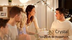  Presentation with happy birthday cake - Amazing PPT theme having family with cake having birthday backdrop and a  colored foreground