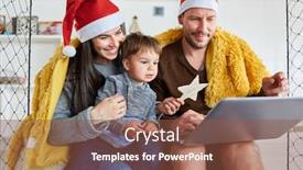  Presentation with chat - Colorful slide deck enhanced with family-with-child-makes backdrop and a tawny brown colored foreground