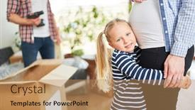  Presentation with pregnancy - Theme featuring family-with-child-moving-during background and a coral colored foreground