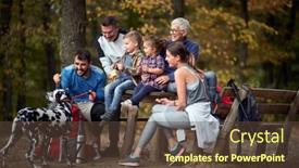  Presentation with family children - Slide deck consisting of family-with-children-and-dog background and a tawny brown colored foreground