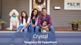  Presentation with family pet - Audience pleasing PPT theme consisting of family with children and pet backdrop and a ocean colored foreground