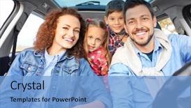  Presentation with family teens and children - Cool new PPT layouts with family with children in car backdrop and a light blue colored foreground