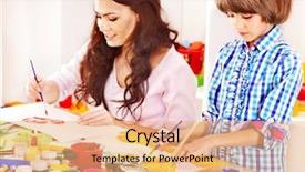  Presentation with children playing - Amazing PPT theme having family with children playing bricks backdrop and a coral colored foreground