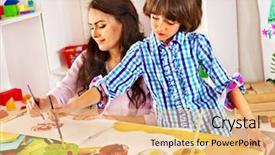  Presentation with family teens and children - Presentation design enhanced with family with children playing bricks background and a yellow colored foreground