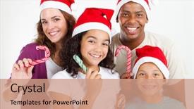  Presentation with cane - Slide deck consisting of family with christmas candy cane background and a coral colored foreground