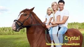  Presentation with horse teen - Audience pleasing theme consisting of family with daughter backdrop and a tawny brown colored foreground