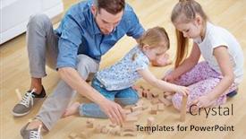  Presentation with building blocks - PPT layouts consisting of family-with-father-and-two background and a coral colored foreground