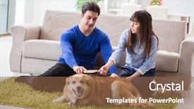  Presentation with happy birthday gold - Audience pleasing slide set consisting of family with golden retriever dog backdrop and a  colored foreground