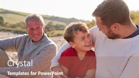  Presentation with grandfather - Slides consisting of family-with-grandfather-relaxing background and a coral colored foreground