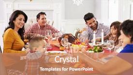  Presentation with grandparents - Amazing PPT theme having family with grandparents enjoying thanksgiving backdrop and a coral colored foreground