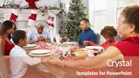  Presentation with grace - Audience pleasing theme consisting of family with grandparents saying grace backdrop and a coral colored foreground