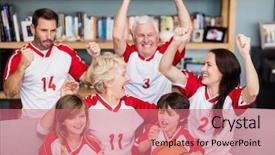  Presentation with grandparents - Audience pleasing slides consisting of family with grandparents watching basketball backdrop and a coral colored foreground