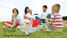  Presentation with footprints kids - Cool new slide set with family with kids having picnic backdrop and a  colored foreground