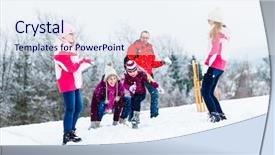  Presentation with snowball - Cool new theme with family with kids having snowball backdrop and a sky blue colored foreground