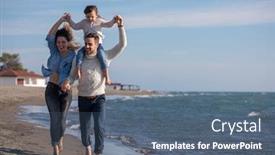  Presentation with family day - Amazing theme having family-with-kids-resting backdrop and a ocean colored foreground