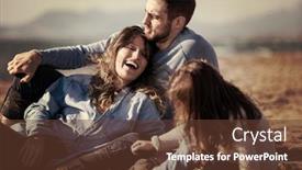  Presentation with filter - PPT theme enhanced with family with kids resting and having fun at beach during autumn day filter background and a tawny brown colored foreground