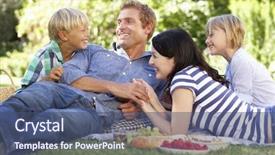  Presentation with picnic table and food - Cool new slides with family with picnic in park backdrop and a ocean colored foreground