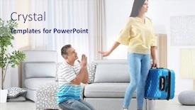  Presentation with family problems - Presentation design having family with problems in relationship at home background and a sky blue colored foreground