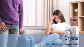  Presentation with family problems - Beautiful theme featuring emotional crisis - family with problems in relationship backdrop and a light blue colored foreground