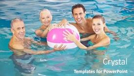  Presentation with water polo - Presentation theme having family-with-seniors-playing-together background and a teal colored foreground