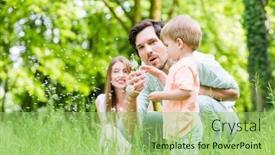  Presentation with seed - Cool new slide set with family-with-son-on-meadow backdrop and a mint green colored foreground