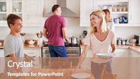  Presentation with family teens and children - Theme enhanced with family with teenage children laying background and a coral colored foreground