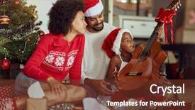  Presentation with collage of families celebrating christmas - Beautiful slides featuring family with the song together backdrop and a tawny brown colored foreground
