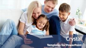  Presentation with family children - Beautiful theme featuring confident businessman lifting above head barbell with clock backdrop and a light gray colored foreground