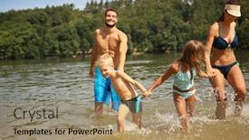  Presentation with family children - Presentation theme enhanced with family-with-two-children-swimming background and a coral colored foreground