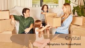  Presentation with family children - PPT theme with family-with-two-children background and a coral colored foreground