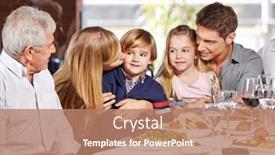  Presentation with restaurant family - Amazing presentation theme having family-with-two-children backdrop and a coral colored foreground