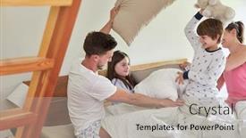  Presentation with fight - Slide deck enhanced with family-with-two-kids-romping background and a light gray colored foreground