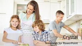  Presentation with kids - Amazing presentation theme having family with two kids working backdrop and a soft green colored foreground