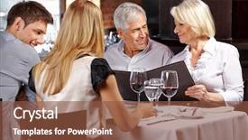  Presentation with restaurant family - Slide deck having family with two senior people background and a tawny brown colored foreground