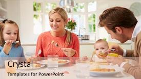  Presentation with baby doctor and family - Slide deck with wedding couple in love under coloured umbrella at rain background and a gray colored foreground