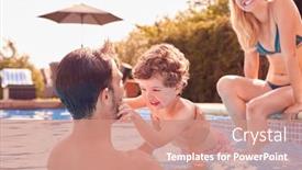  Presentation with swimming pool - Cool new theme with family-with-young-son-having backdrop and a coral colored foreground