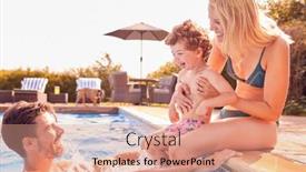  Presentation with swimming pool - Amazing slide deck having family-with-young-son-having backdrop and a coral colored foreground