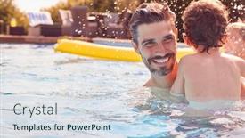  Presentation with swimming pool - Amazing theme having family-with-young-son-having backdrop and a sky blue colored foreground
