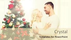  Presentation with family tree - Audience pleasing PPT theme consisting of family x-mas winter holidays and people concept - happy couple hugging near christmas tree at home backdrop and a lemonade colored foreground
