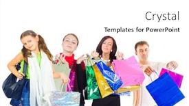 Presentation with family shopping - Cool new theme with family younger and older mother father - shopping backdrop and a white colored foreground