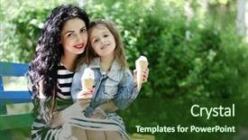  Presentation with mom daughter - Slide deck with familytree - happy mom and daughter walk background and a tawny brown colored foreground