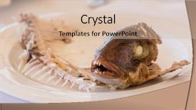  Presentation with misery - Beautiful presentation design featuring famine - eaten fish with head backdrop and a soft green colored foreground