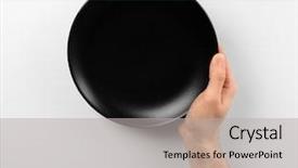  Presentation with black hand - PPT theme featuring famine - male hand holding black plate background and a light gray colored foreground