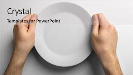  Presentation with cartoon kids holding hands - Cool new presentation theme with famine - male hands holding white plate backdrop and a light gray colored foreground