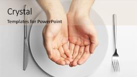  Presentation with white plate - Slide deck with famine - male holding hands together background and a lemonade colored foreground