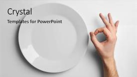  Presentation with gold award plaque or plate - Colorful PPT layouts enhanced with famine - plate and male hand showing backdrop and a light gray colored foreground