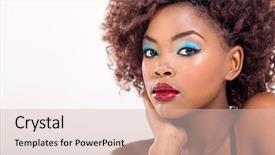  Presentation with african beauty - Slides with talkie while sitting in van background and a dark gray colored foreground.