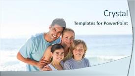  Presentation with famliy - Cool new PPT theme with famliy - joyful family at the beach backdrop and a  colored foreground