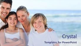  Presentation with 3d family - Cool new presentation with blured rectangles blue gradient backdrop and a light blue colored foreground